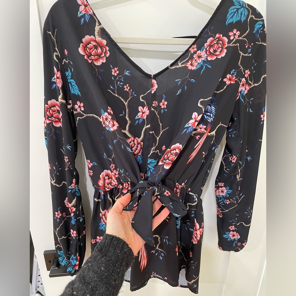 Floral open back top